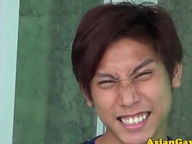 Asian twinks engage in watersports and rimming.