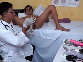 Asian cuties Gilbert and Argie in medical fetish scene.