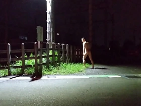 Outdoor exhibitionist Japanese gay amateur shows off his goods.