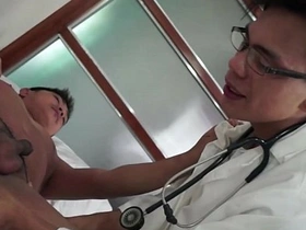 Thai twink gets a shot of cum from his doctor