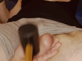 Dude delivers relentless, intense toe kicks to throbbing balls in homemade video