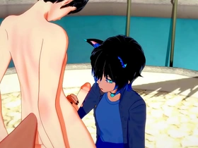 Sissy crossdress Japanese Asian manga anime film featuring catboy and foxboy