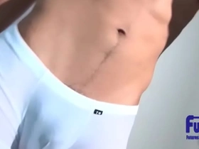 Gay amateur gets excited by lotion on hard cock