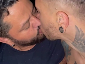 Four men in a box, intense anal and gay blowjobs in the dark