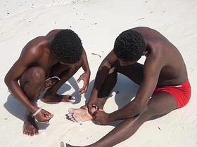 Black gay twinks Samuel and Wilson have raw sex