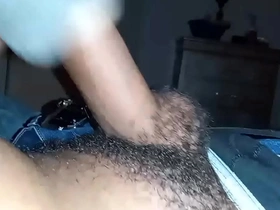 Black man's big cock gets a satisfying solo handjob and cumshot on webcam